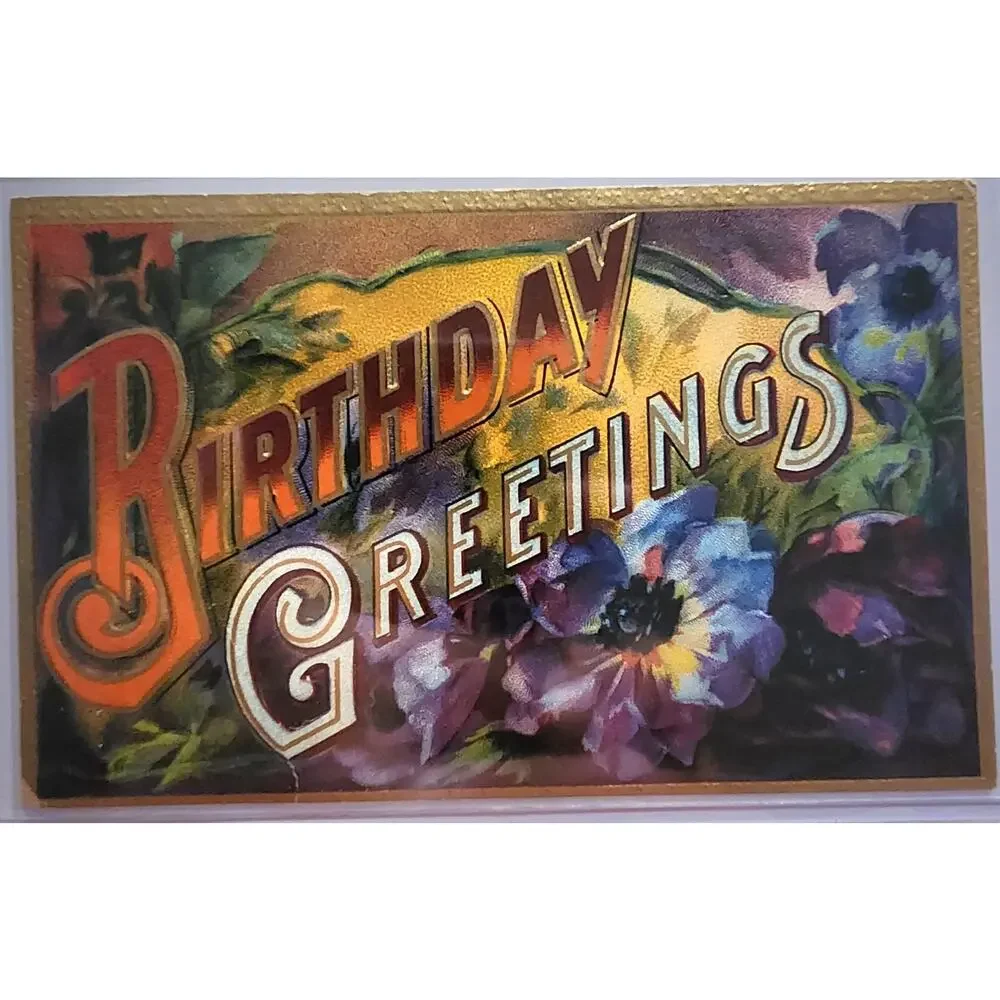 Lot Of Four Vintage Antique Embossed Postcards Flowers Birthday Wishes Returns